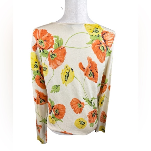Belford silk blend poppy sweater size medium preowned - Picture 2 of 8